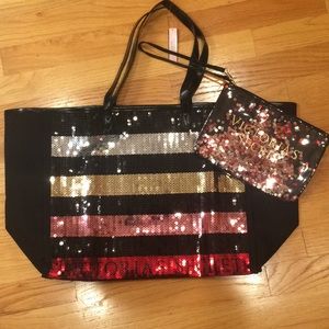 VS sequin large tote bag & confetti bag